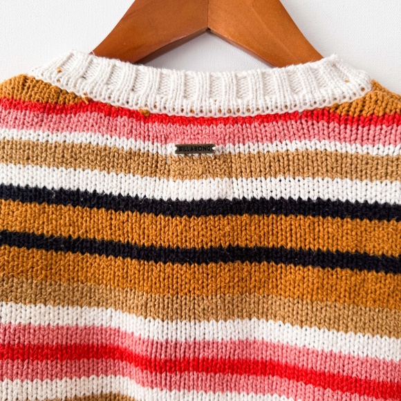 Billabong SO BOLD Fall Y2K Oversized Multi Color Cropped Cozy Boho Sweater Sz S - Picture 9 of 11